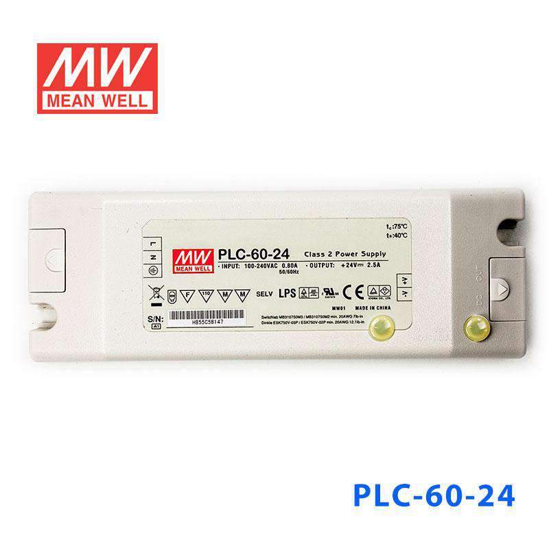Mean Well PLC - 60 - 24 Power Supply 60W 24V - PFC - PLC - 60 - 24 - powersupplymall.com