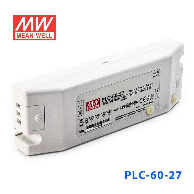 Mean Well PLC - 60 - 27 Power Supply 60W 27V - PFC - PLC - 60 - 27 - powersupplymall.com