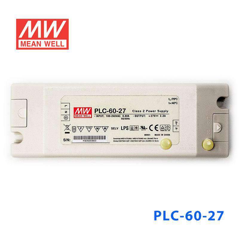 Mean Well PLC - 60 - 27 Power Supply 60W 27V - PFC - PLC - 60 - 27 - powersupplymall.com