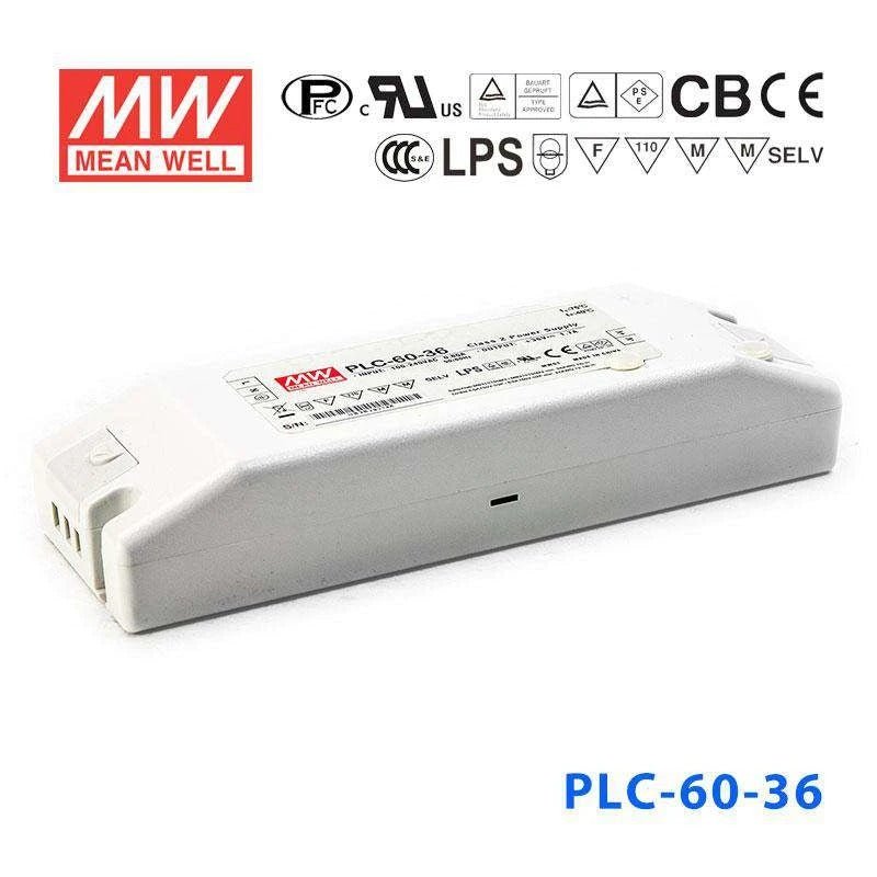 Mean Well PLC - 60 - 36 Power Supply 60W 36V - PFC - PLC - 60 - 36 - powersupplymall.com