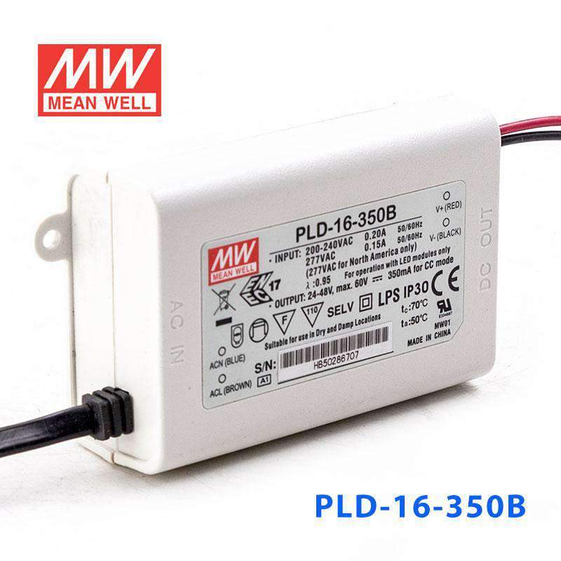 Mean Well PLD - 16 - 350B Power Supply 16W 350mA - PLD-16-350B - powersupplymall.com