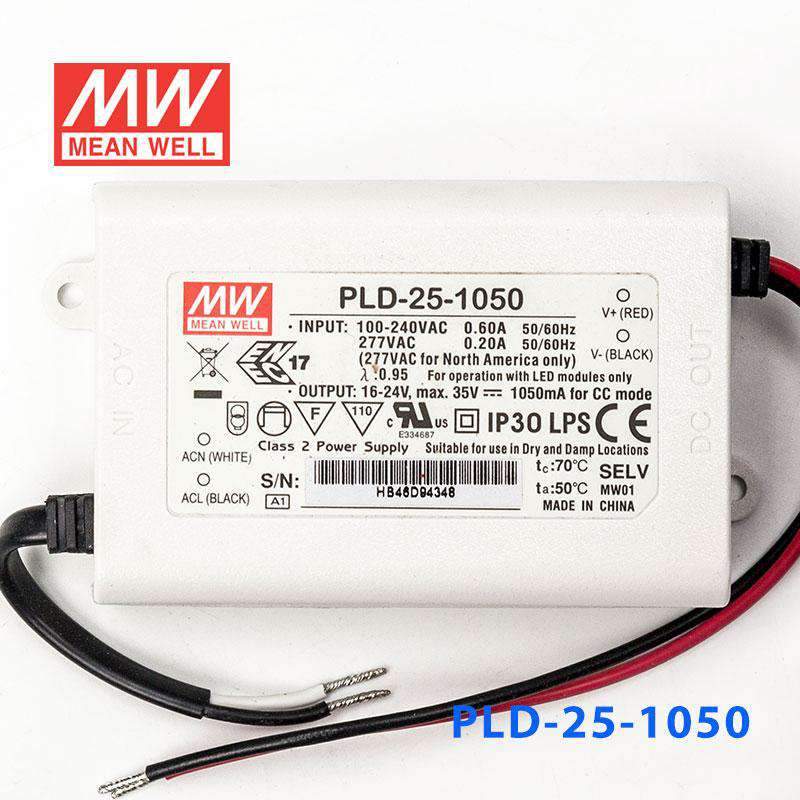 Mean Well PLD - 25 - 1050 Power Supply 25W 1050mA - PLD - 25 - 1050 - powersupplymall.com