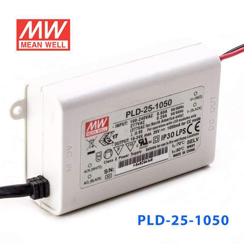 Mean Well PLD - 25 - 1050 Power Supply 25W 1050mA - PLD - 25 - 1050 - powersupplymall.com