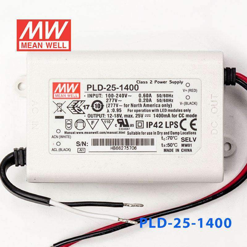 Mean Well PLD - 25 - 1400 Power Supply 25W 1400mA - PLD - 25 - 1400 - powersupplymall.com