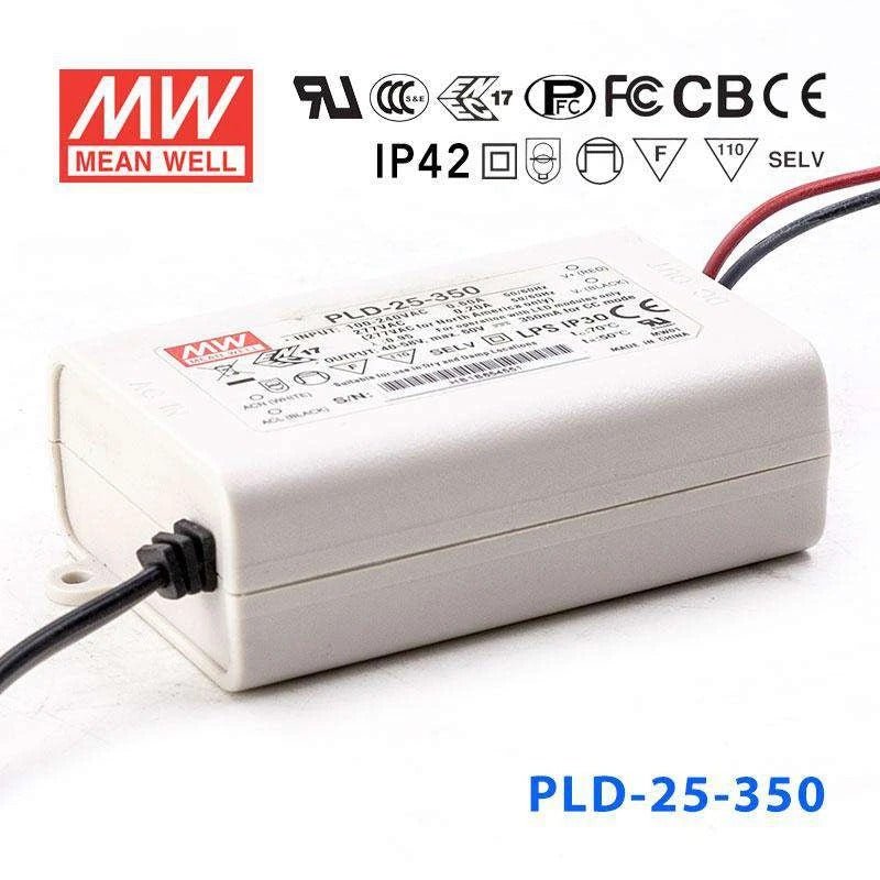 Mean Well PLD - 25 - 350 Power Supply 25W 350mA - PLD-25-350 - powersupplymall.com