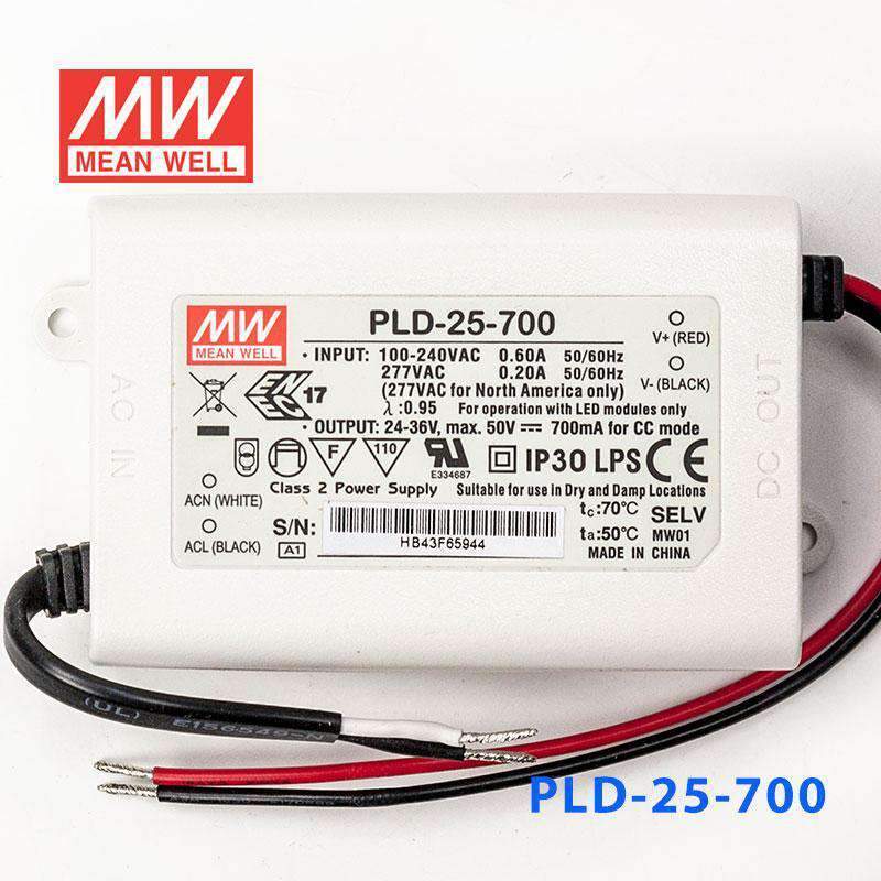 Mean Well PLD - 25 - 700 Power Supply 25W 700mA - PLD - 25 - 700 - powersupplymall.com