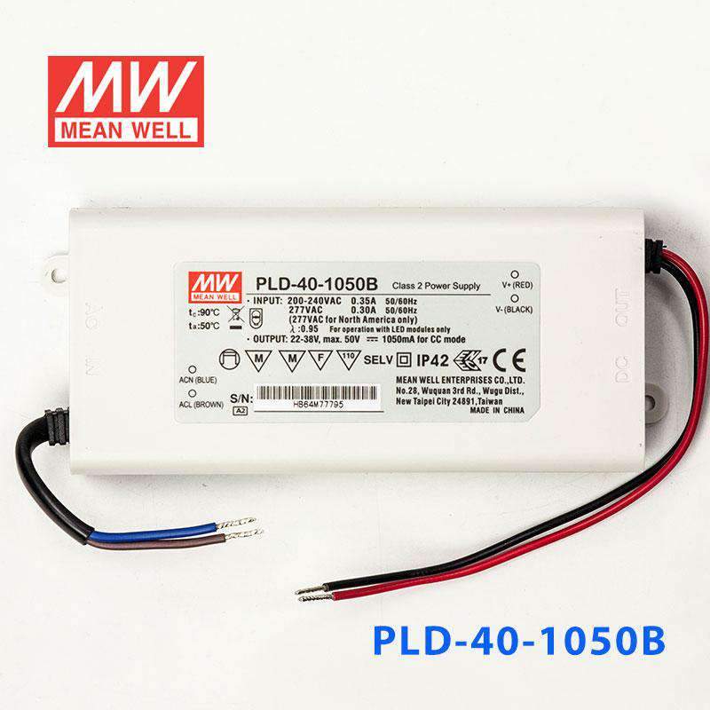 Mean Well PLD - 40 - 1050B Power Supply 40W 1050mA - PLD - 40 - 1050B - powersupplymall.com