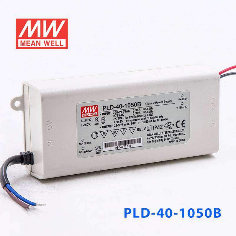 Mean Well PLD - 40 - 1050B Power Supply 40W 1050mA - PLD - 40 - 1050B - powersupplymall.com