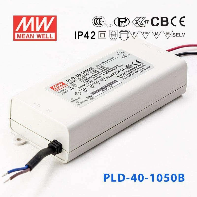 Mean Well PLD - 40 - 1050B Power Supply 40W 1050mA - PLD - 40 - 1050B - powersupplymall.com