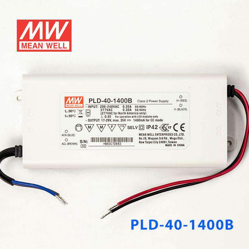 Mean Well PLD - 40 - 1400B Power Supply 40W 1400mA - PLD - 40 - 1400B - powersupplymall.com