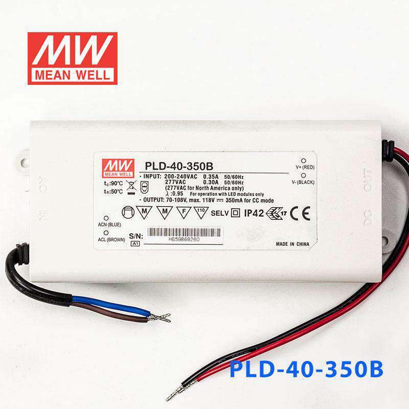Mean Well PLD - 40 - 350B Power Supply 40W 350mA - PLD-40-350B - powersupplymall.com