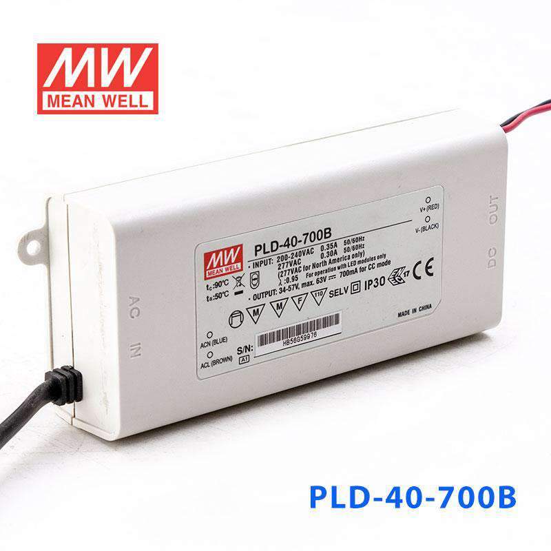 Mean Well PLD - 40 - 700B Power Supply 40W 700mA - PLD-40-700B - powersupplymall.com