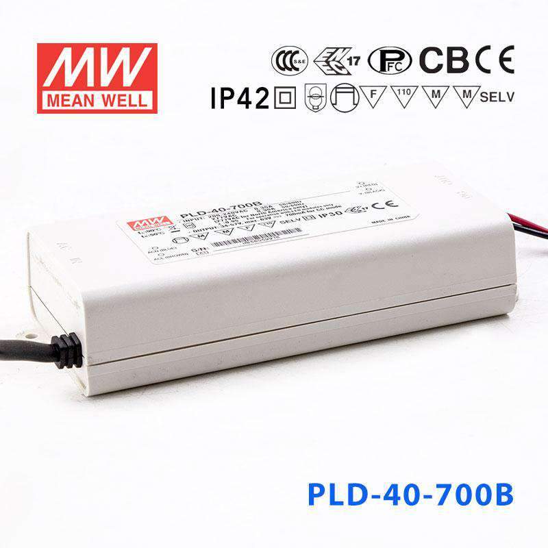 Mean Well PLD - 40 - 700B Power Supply 40W 700mA - PLD-40-700B - powersupplymall.com