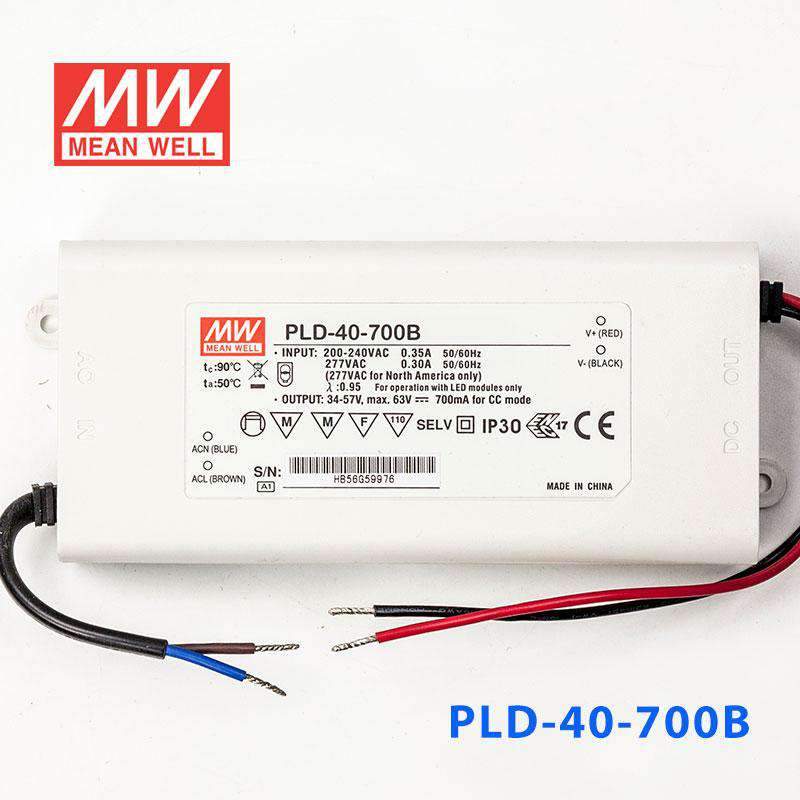 Mean Well PLD - 40 - 700B Power Supply 40W 700mA - PLD-40-700B - powersupplymall.com