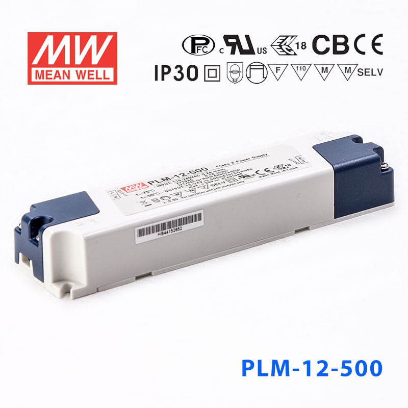 Mean Well PLM - 12 - 500, 500mA Constant Current with PFC - Terminal Block - PLM - 12 - 500 - powersupplymall.com