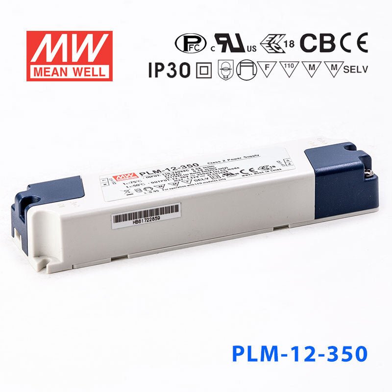 Mean Well PLM - 12E - 350, 350mA Constant Current with PFC - Terminal Block - PLM - 12E - 350 - powersupplymall.com