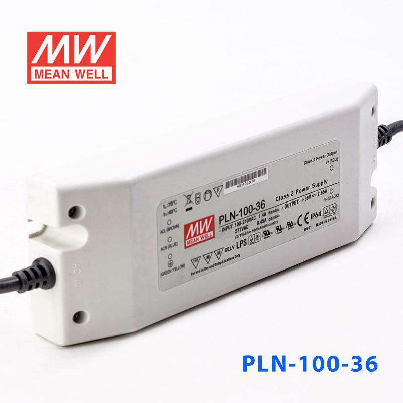 Mean Well PLN-100-36 Power Supply 100W 36V - IP64 2.65A - PLN-100-36 - powersupplymall.com