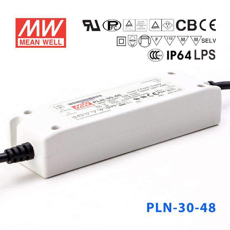 Mean Well PLN-30-48 Power Supply 30W 48V - IP64 630mA - PLN-30-48 - powersupplymall.com
