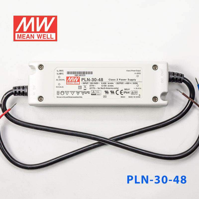 Mean Well PLN-30-48 Power Supply 30W 48V - IP64 630mA - PLN-30-48 - powersupplymall.com
