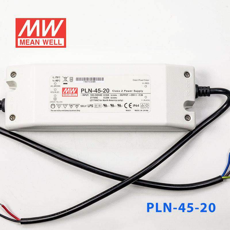Mean Well PLN - 45 - 20 Power Supply 45W 20V - IP64 - PLN - 45 - 20 - powersupplymall.com