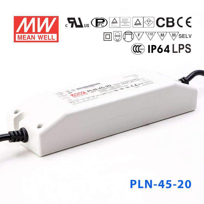 Mean Well PLN - 45 - 20 Power Supply 45W 20V - IP64 - PLN - 45 - 20 - powersupplymall.com
