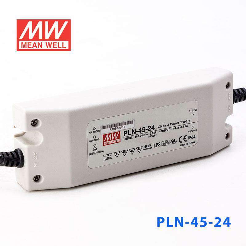 Mean Well PLN - 45 - 24 Power Supply 45W 24V - IP64 - PLN - 45 - 24 - powersupplymall.com