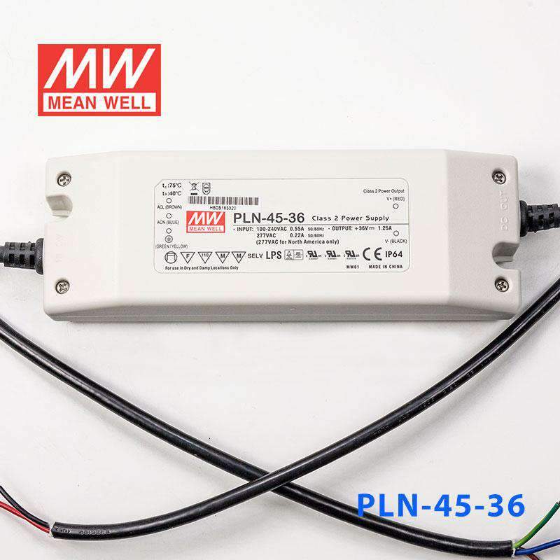 Mean Well PLN - 45 - 36 Power Supply 45W 36V - IP64 - PLN - 45 - 36 - powersupplymall.com