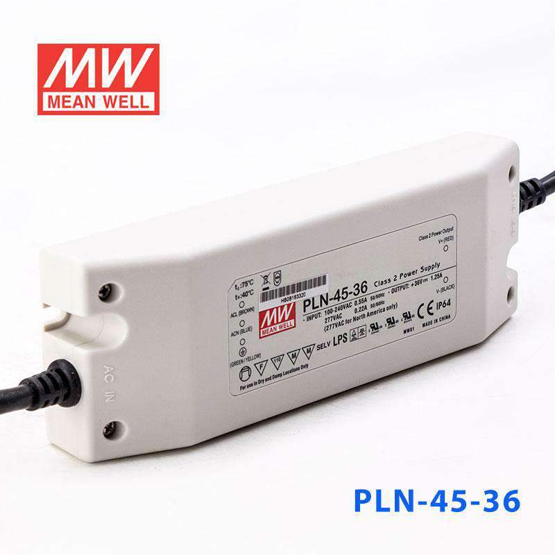 Mean Well PLN - 45 - 36 Power Supply 45W 36V - IP64 - PLN - 45 - 36 - powersupplymall.com