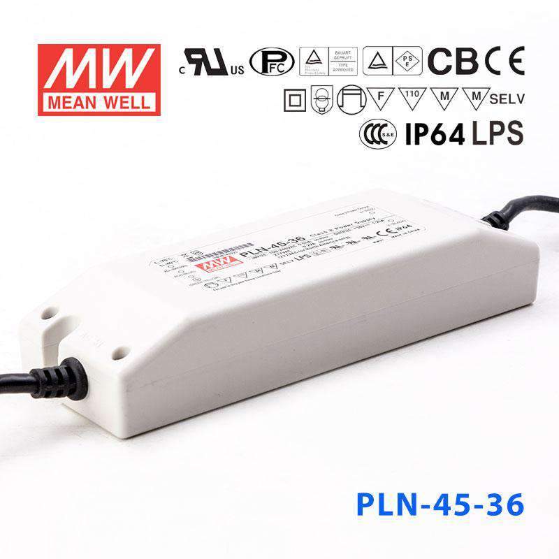 Mean Well PLN - 45 - 36 Power Supply 45W 36V - IP64 - PLN - 45 - 36 - powersupplymall.com