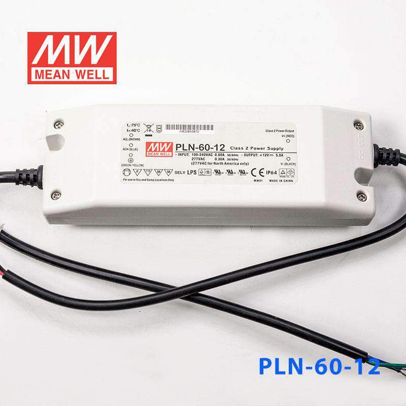 Mean Well PLN - 60 - 12 Power Supply 60W 12V - IP64 - PLN - 60 - 12 - powersupplymall.com