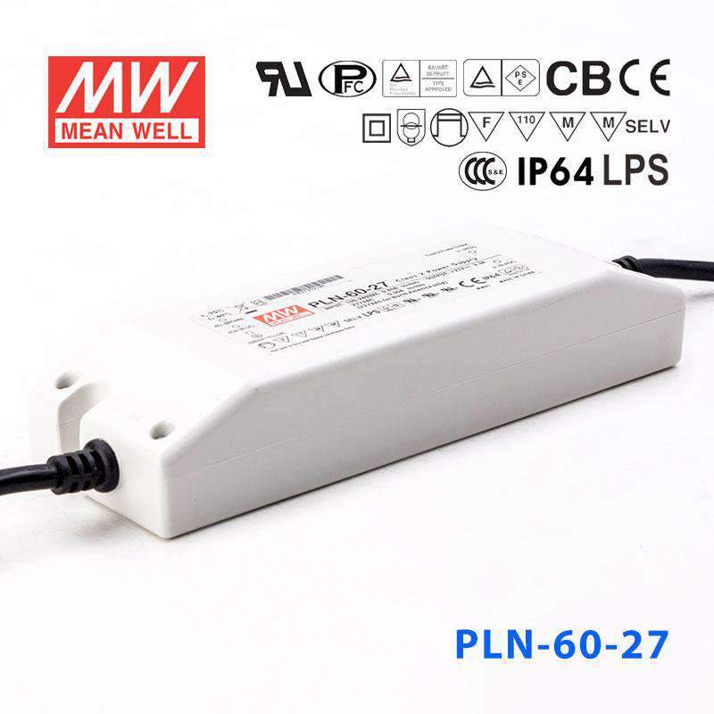 Mean Well PLN - 60 - 27 Power Supply 60W 27V - IP64 - PLN - 60 - 27 - powersupplymall.com