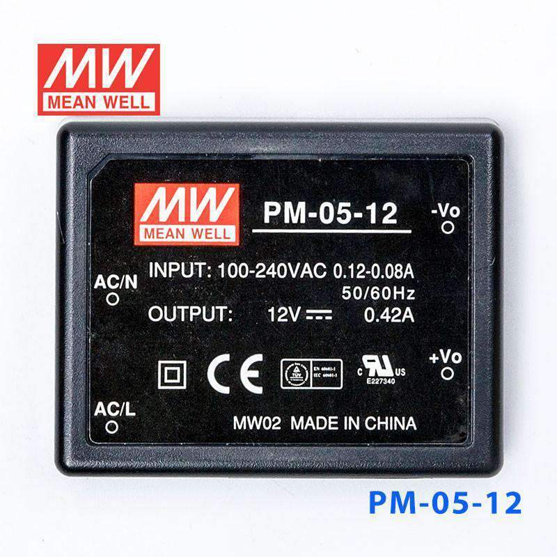 Mean Well PM - 05 - 12 Power Supply 5W 12V - PM - 05 - 12 - powersupplymall.com