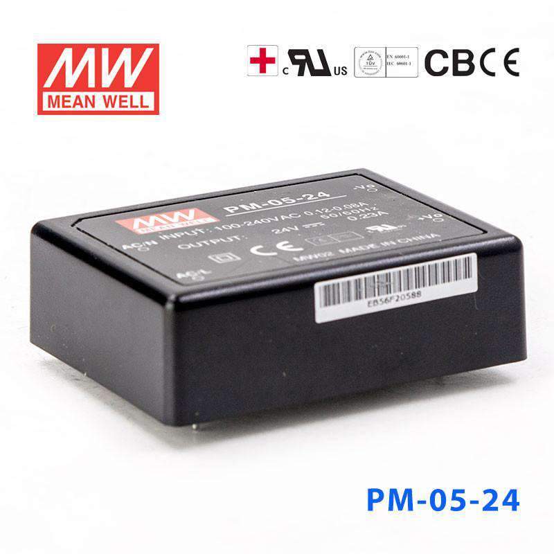 Mean Well PM - 05 - 24 Power Supply 5W 24V - PM - 05 - 24 - powersupplymall.com