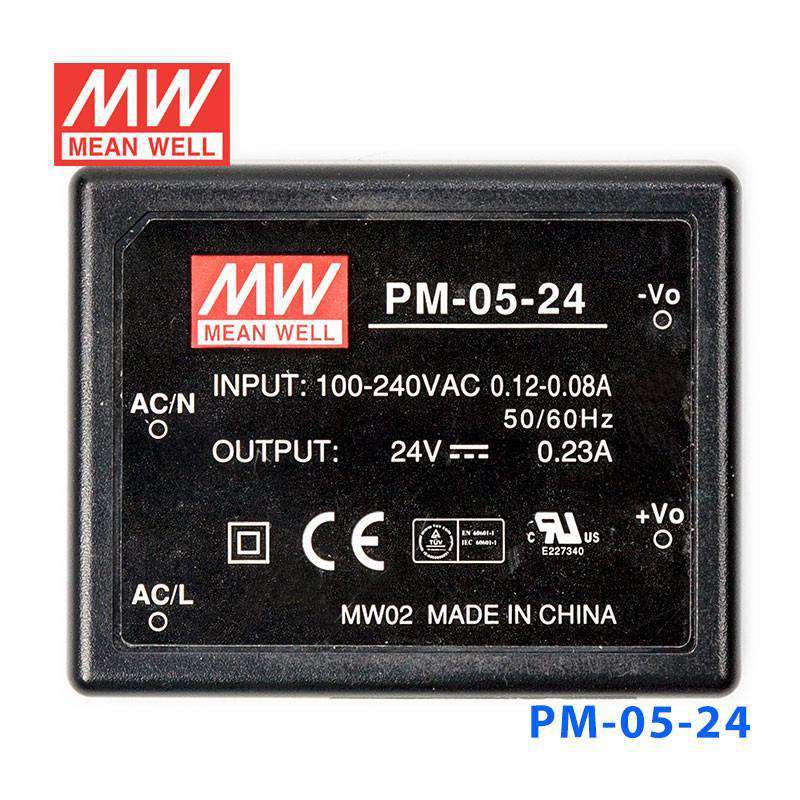 Mean Well PM - 05 - 24 Power Supply 5W 24V - PM - 05 - 24 - powersupplymall.com