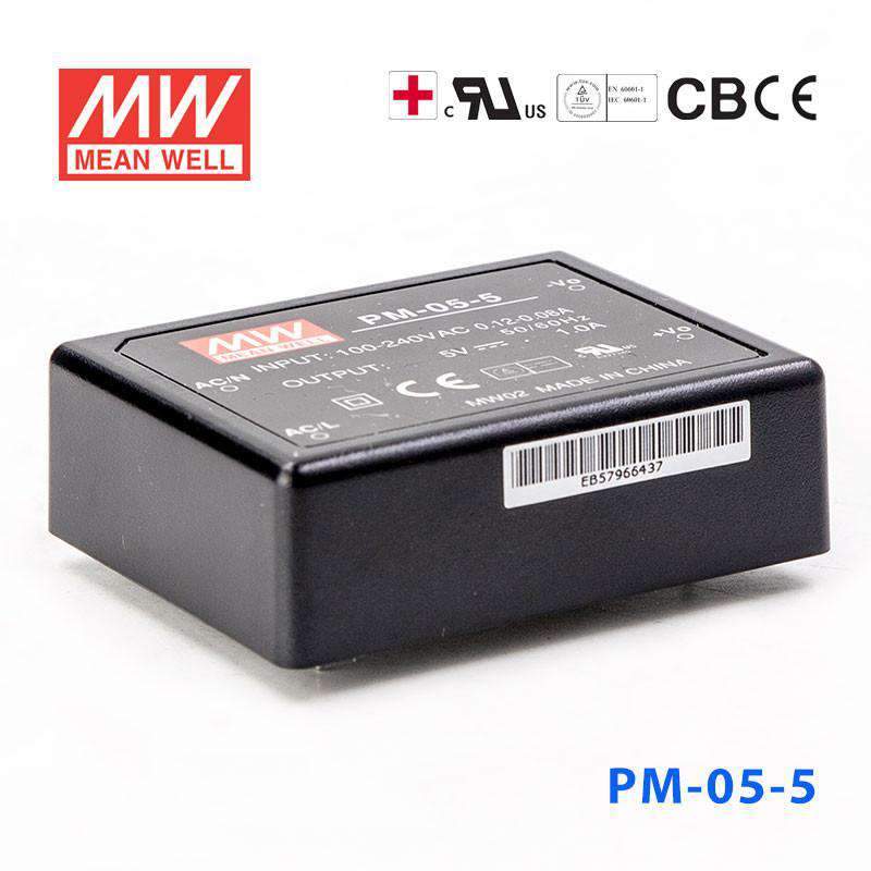 Mean Well PM - 05 - 5 Power Supply 5W 5V - PM - 05 - 5 - powersupplymall.com