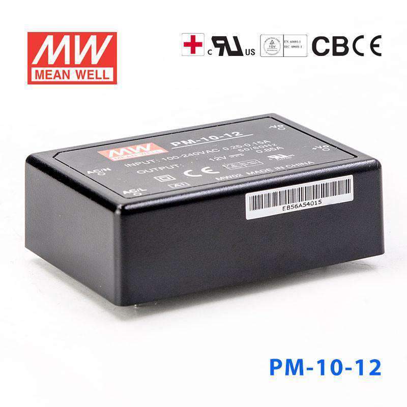 Mean Well PM - 10 - 12 Power Supply 10W 12V - PM - 10 - 12 - powersupplymall.com