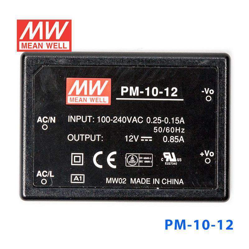 Mean Well PM - 10 - 12 Power Supply 10W 12V - PM - 10 - 12 - powersupplymall.com