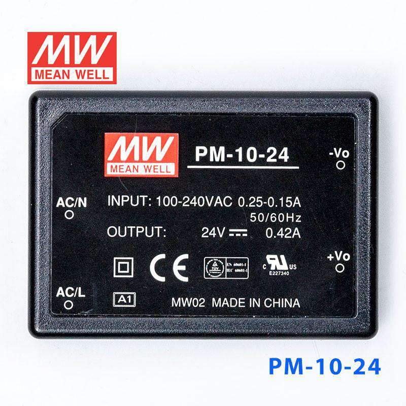 Mean Well PM - 10 - 24 Power Supply 10W 24V - PM - 10 - 24 - powersupplymall.com