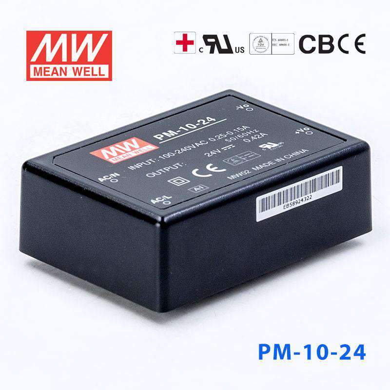 Mean Well PM - 10 - 24 Power Supply 10W 24V - PM - 10 - 24 - powersupplymall.com