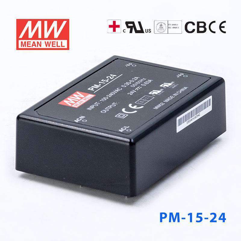 Mean Well PM - 15 - 24 Power Supply 15W 24V - PM - 15 - 24 - powersupplymall.com