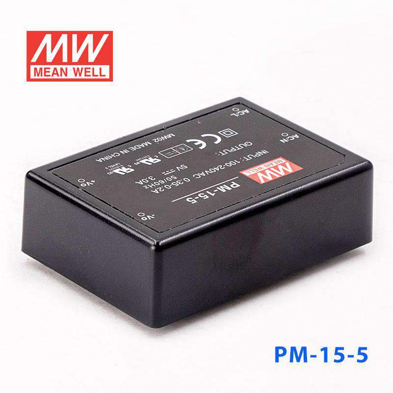 Mean Well PM - 15 - 5 Power Supply 15W 5V - PM - 15 - 5 - powersupplymall.com
