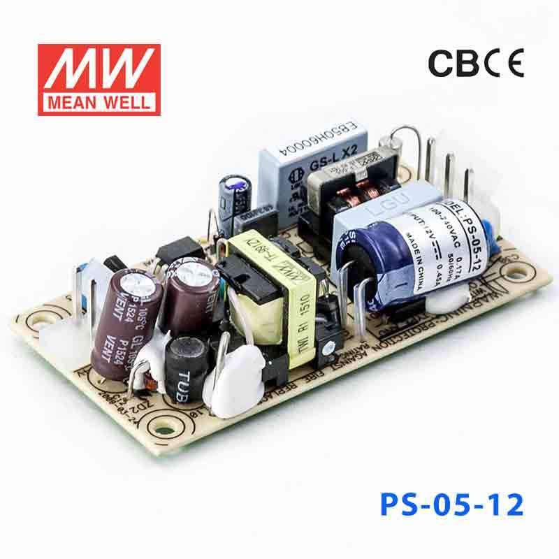 Mean Well PS - 05 - 12 Power Supply 5W 12V - PS - 05 - 12 - powersupplymall.com