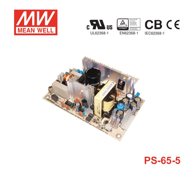 Mean Well PS - 65 - 5 PCB Switching Power Supply - PS - 65 - 5 - powersupplymall.com