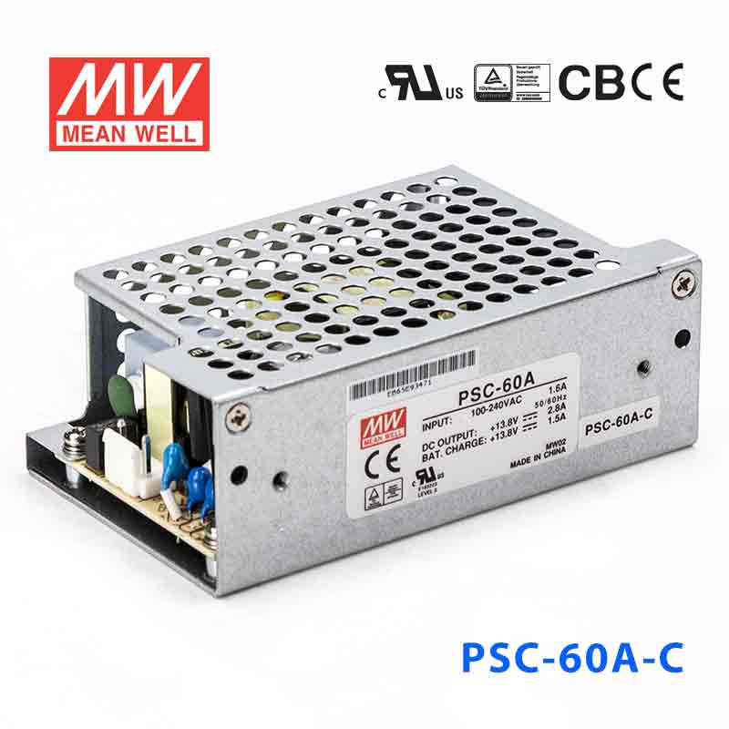Mean Well PSC - 60A - C Battery Chargers 59.34W 13.8V 2.8A - PFC - PSC - 60A - C - powersupplymall.com