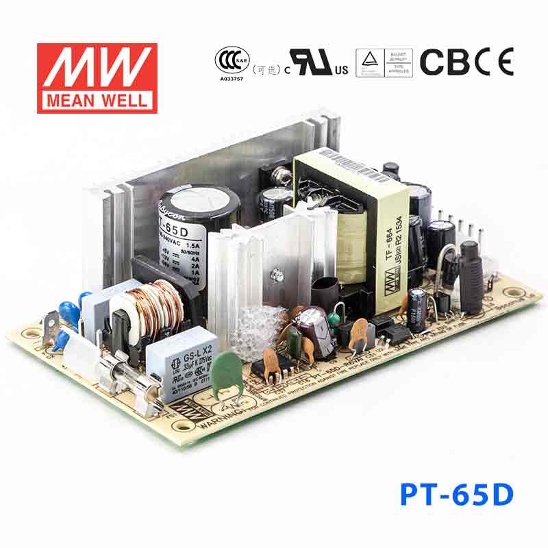 Mean Well PT - 65D Power Supply 65W 5V 12V 24V - PT - 65D - powersupplymall.com