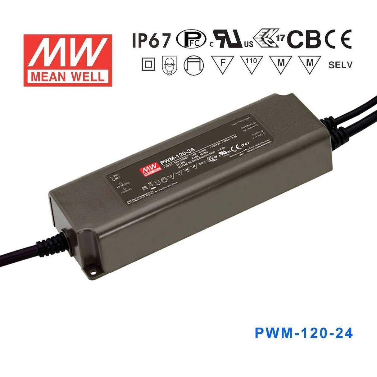 Mean Well PWM - 120 - 24 Power Supply 120W 24V - Dimmable - PWM - 120 - 24 - powersupplymall.com
