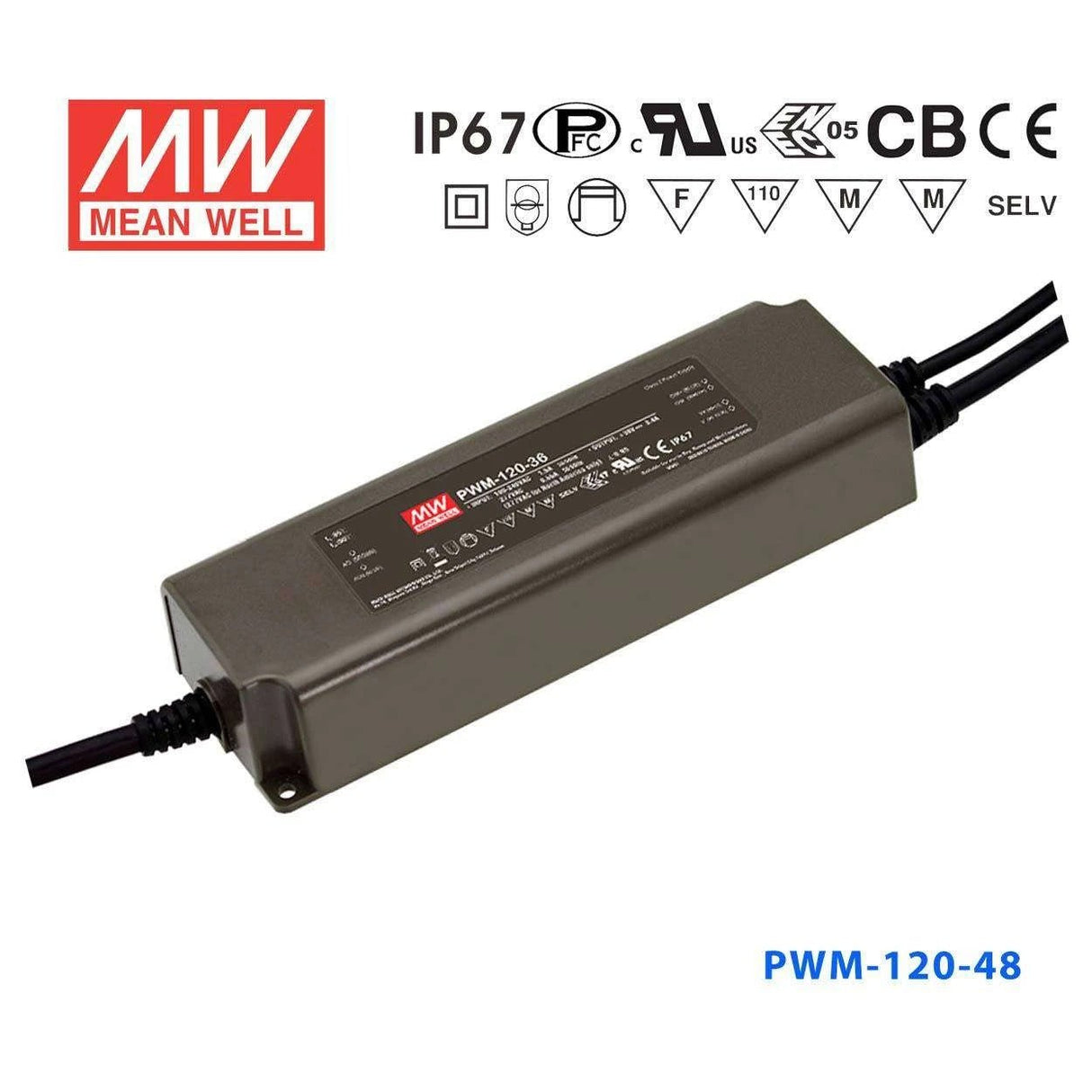 Mean Well PWM - 120 - 48 Power Supply 120W 48V - Dimmable - PWM - 120 - 48 - powersupplymall.com