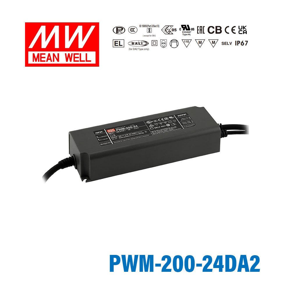 Mean Well PWM-200-24DA2 Power Supply 200W 24V DALI2 8.3A - PWM-200-24DA2 - powersupplymall.com
