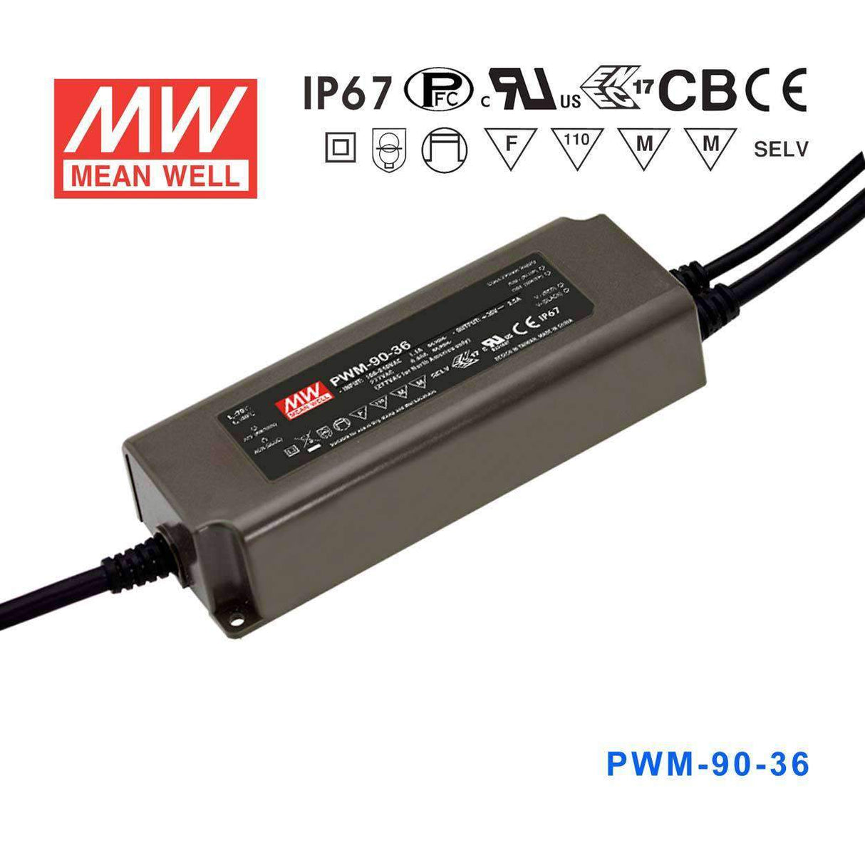 Mean Well PWM - 90 - 36 Power Supply 90W 36V - Dimmable - PWM - 90 - 36 - powersupplymall.com