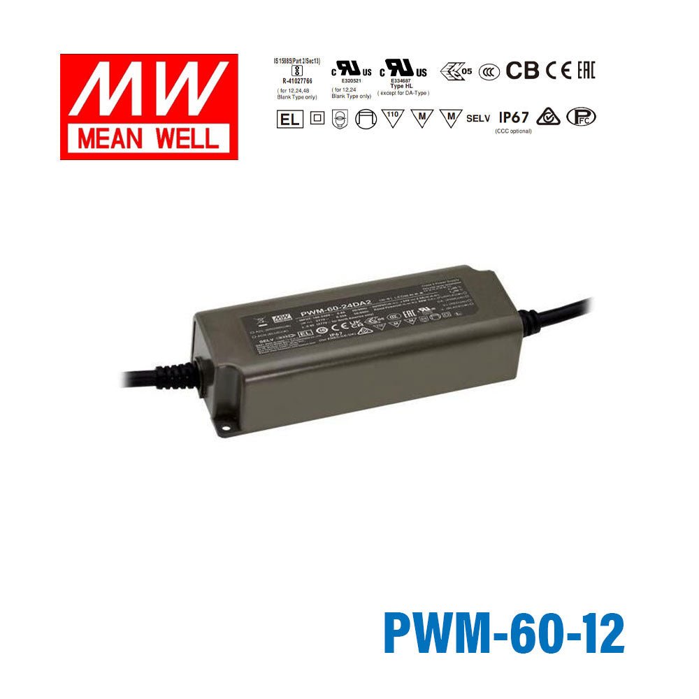 Mean Well PWM Series LED Power Supply 12V (40~90W) - - powersupplymall.com